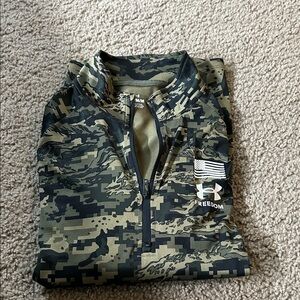 Under Armour Green Camo Quarter-Zip Pullover